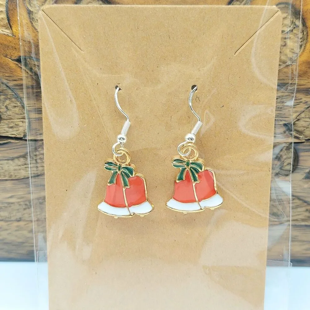 Christmas Bell Earrings Christmas Earrings with Bow
